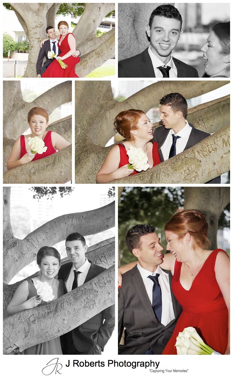 Couple portraits with bride in red dress - sydney wedding photography 